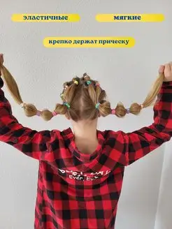 Резинки для волос набор AVOCADIK. Цвет голубой, сиреневый, малиновый, розовый, желтый. Вид 4.
