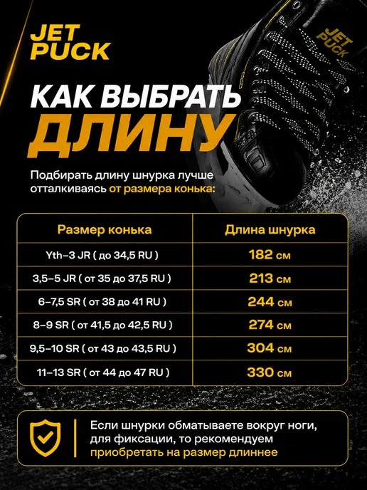 JetPuck Шнурки с пропиткой для коньков хоккейных, черный, фото 6