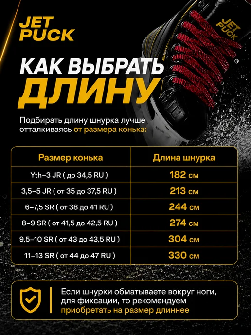 JetPuck Шнурки с пропиткой для коньков хоккейных, красный, фото 6