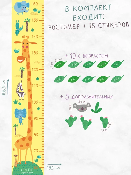 Дом Наклеек Ростомер наклейка Жираф в детскую, голубой, фото 2