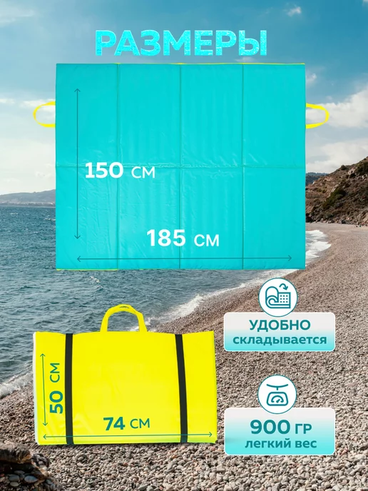 MarkForMe Пляжный коврик для гальки, голубой, фото 3