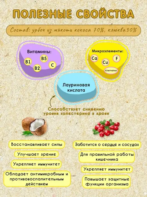 Мералад Урбеч кокос и клюква мед без сахара кето 400г, 1 кг, фото 3