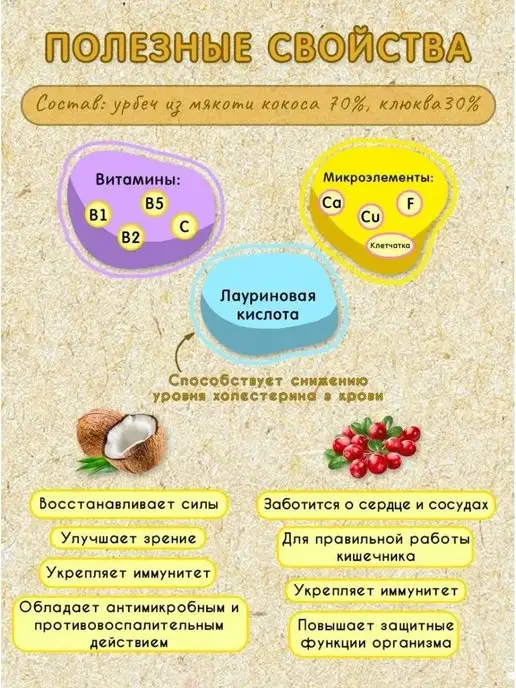 Мералад Урбеч кокос и клюква мед без сахара кето 230г, 230 г, фото 3