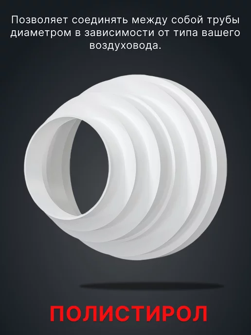 ERA Переходник вентиляционный 150,125,100,80 мм ПУ15.12.10.8, белый, фото 7