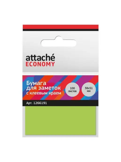 Attache Economy Стикеры для заметок 38x51 мм неоновый (100 листов), 38x51 мм