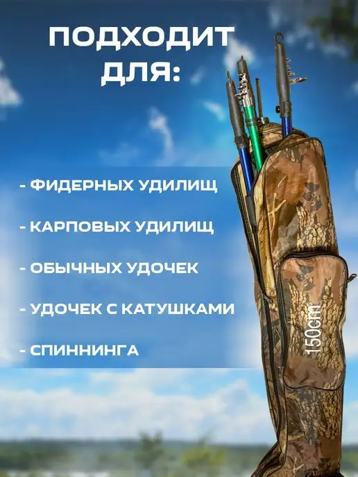 FISHONIX чехол для удочек 150 см с катушками, вариант, фото 3