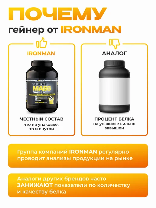 IronMan Гейнер для быстрого набора массы Банан 2800 г, 2800 г, фото 4