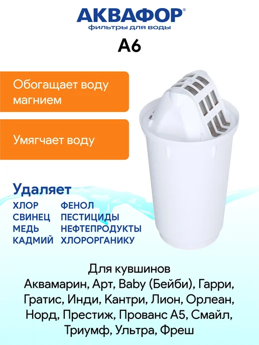 Аквафор A6 (А6) 4шт сменный фильтр картридж для кувшина, 4 шт, фото 2