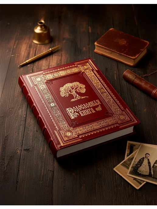 Книжный дом Бекетова Родословная книга Ампир экокожа в подарочной коробке, красный