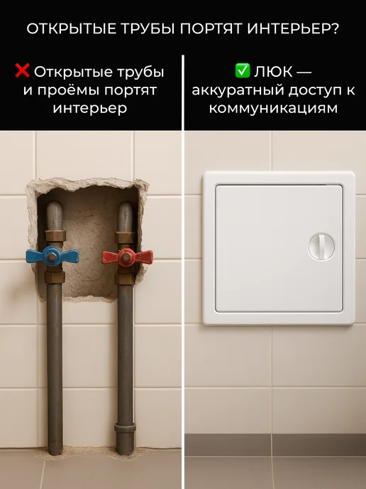 EVECS Люк ревизионный 150х150 сантехнический накладной пластик ЛТП, 300x300, фото 3