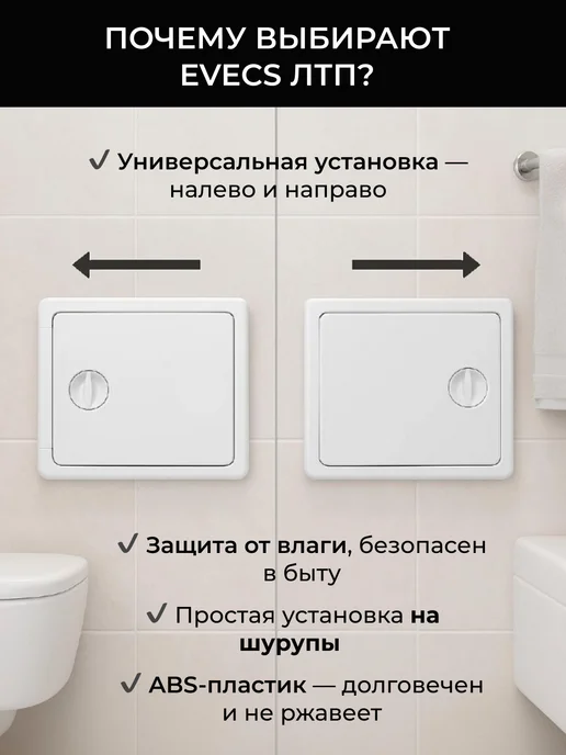 EVECS Люк ревизионный 150х150 сантехнический накладной пластик ЛТП, 250x250, фото 4