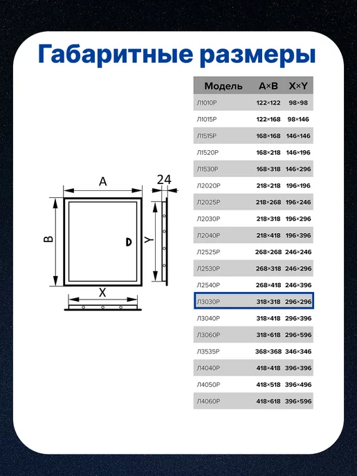 EVECS Люк ревизионный 300х300 мм (фланец 296х296) Л3030Р, 300x300 мм, фото 4