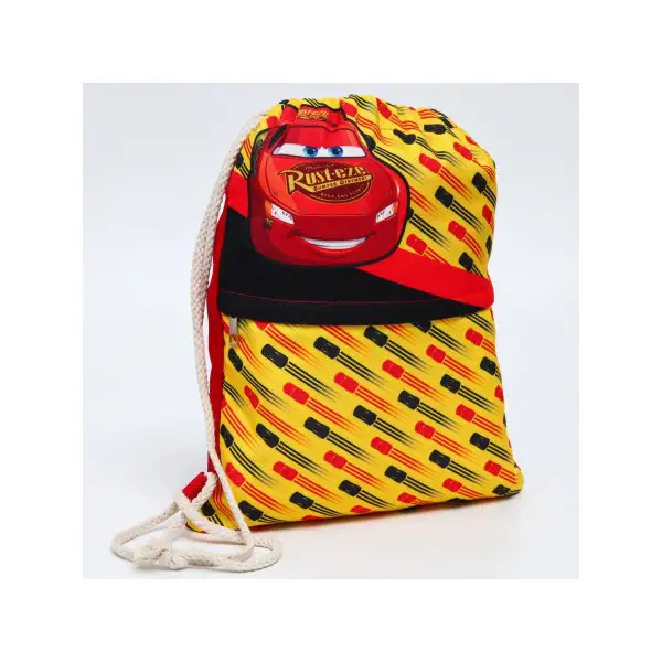 Мешок для обуви с карманом 35х42 см Тачки Молния МакКуин