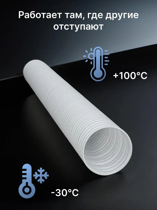Diciti Воздуховод круглый 125 гофрированный 3 м VA white, 3 м, фото 6