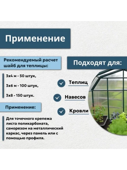 Профоснастка Термошайба для поликарбоната полипропиленовая 35мм набор 4в1, белый, фото 4