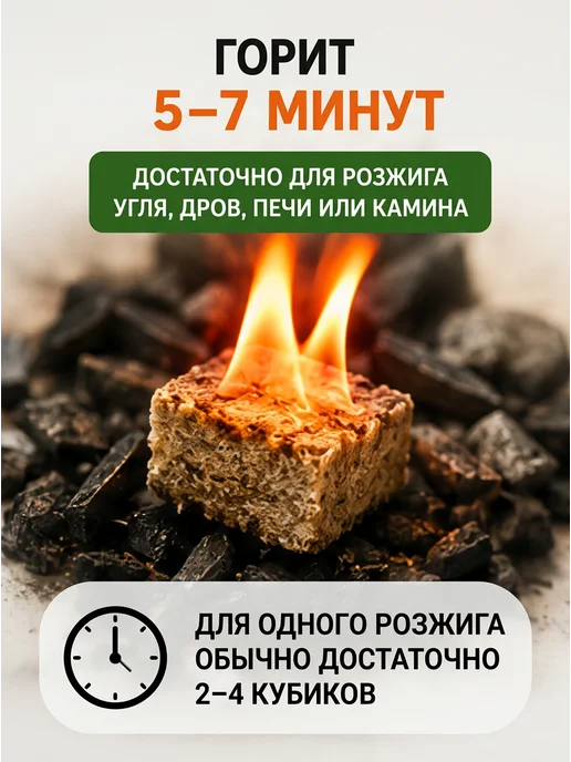 Домашний Сундук Брикеты для розжига 64 шт сухое горючее мангал печь камин, 64 шт, фото 8