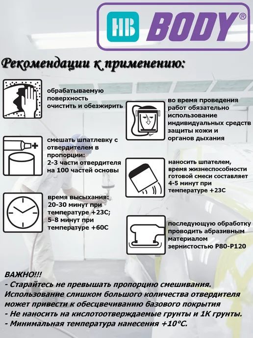 HB BODY Шпатлевка с алюминием, 1000 гр, 250 г, фото 3