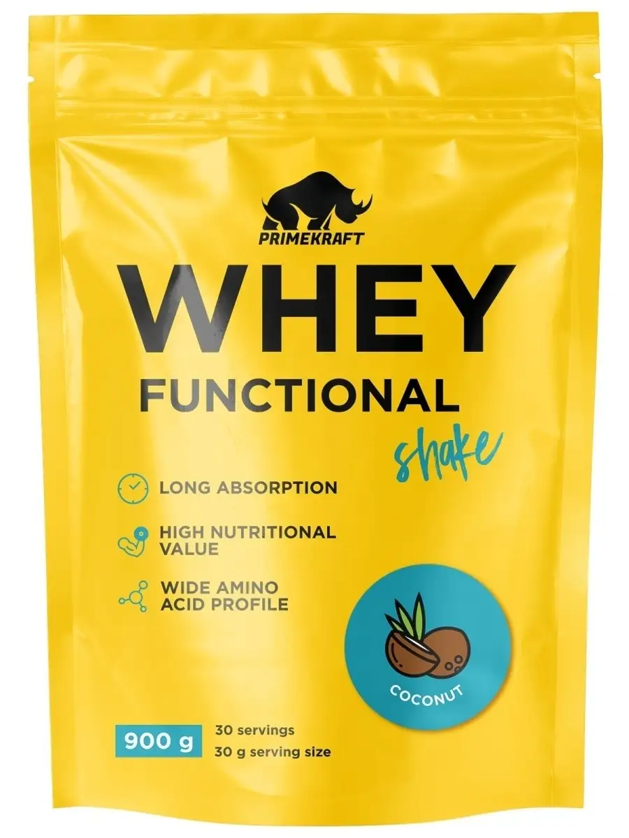 Протеин сывороточный Whey Functional Shake Кокос, 900 гр Prime Kraft  67240483 купить за 1 158 ₽ в интернет-магазине Wildberries