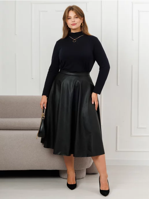 NARCISSE & MOLOKO APPAREL Юбка кожаная миди, черный