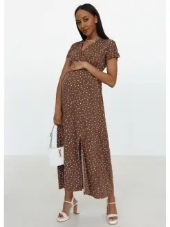 Платье для беременных и кормящих Лианель I love mum. Цвет коричневый. Вид 3.