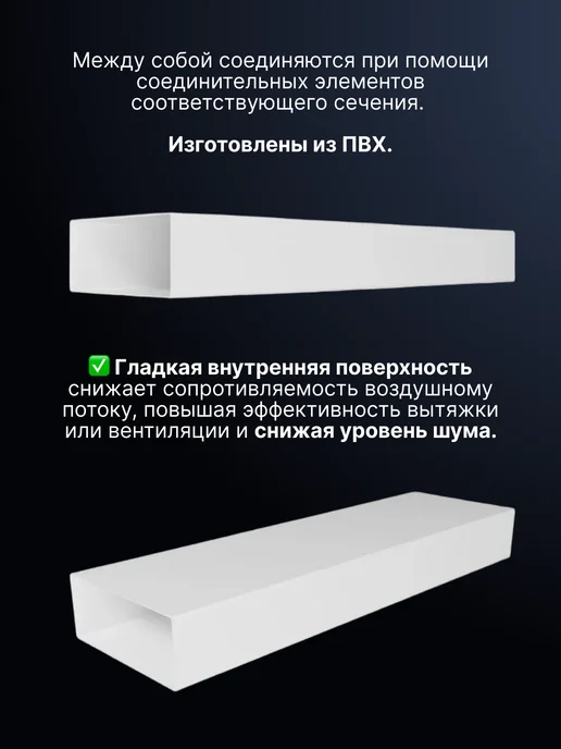 ERA Воздуховод прямоугольный 1 м 55х110 мм пластиковый 511ВП1, белый, фото 3