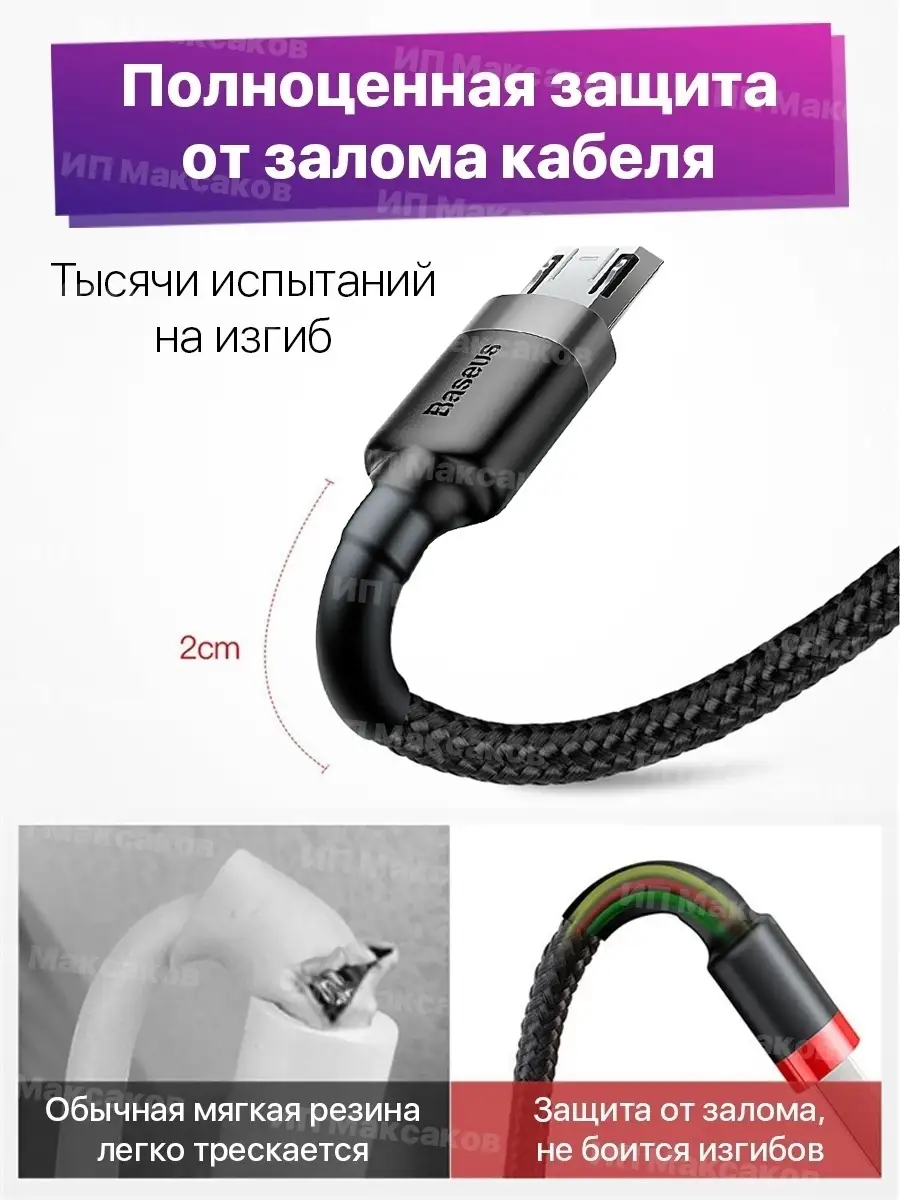 Кабель для зарядки micro usb телефона BASEUS 67779065 купить за 639 ₽ в  интернет-магазине Wildberries