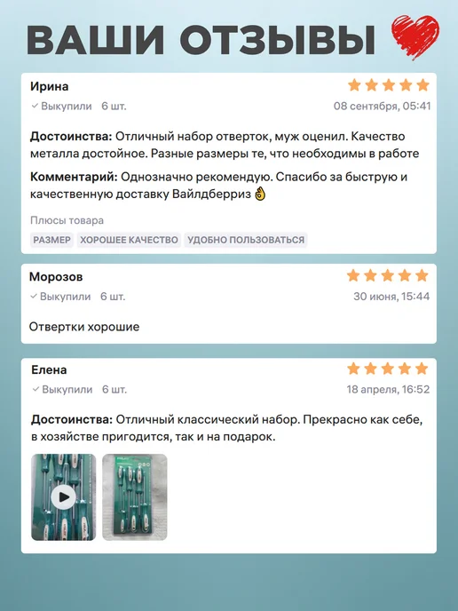 ВОЛАТ Набор отверток для дома 6 предметов, вариант, фото 7