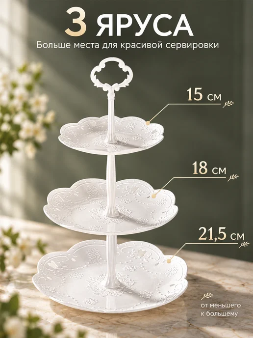 SKYPHOS Этажерка для фруктов 3 яруса, 21.5 18 15 см, вариант, фото 3