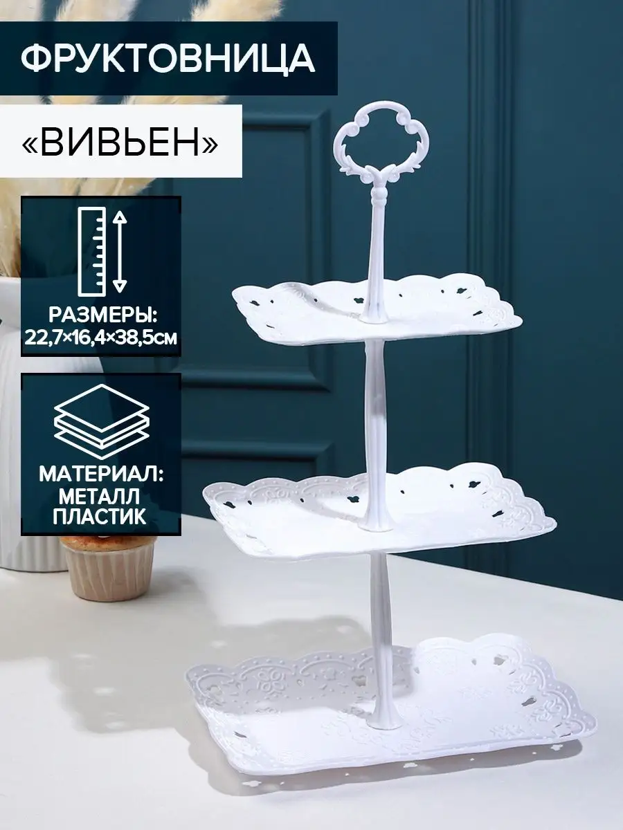 Этажерка для фруктов 3 яруса, 22,7х16,4х38,5 см