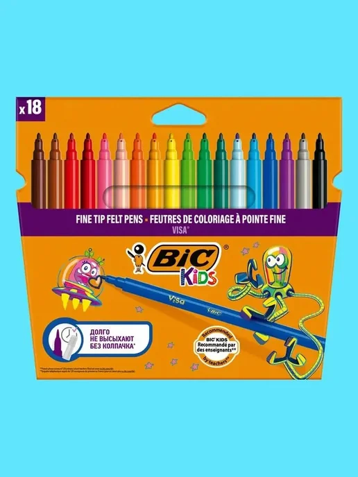 BIC Фломастеры для рисования на водной основе для малышей 18 шт, 18 шт, фото 2