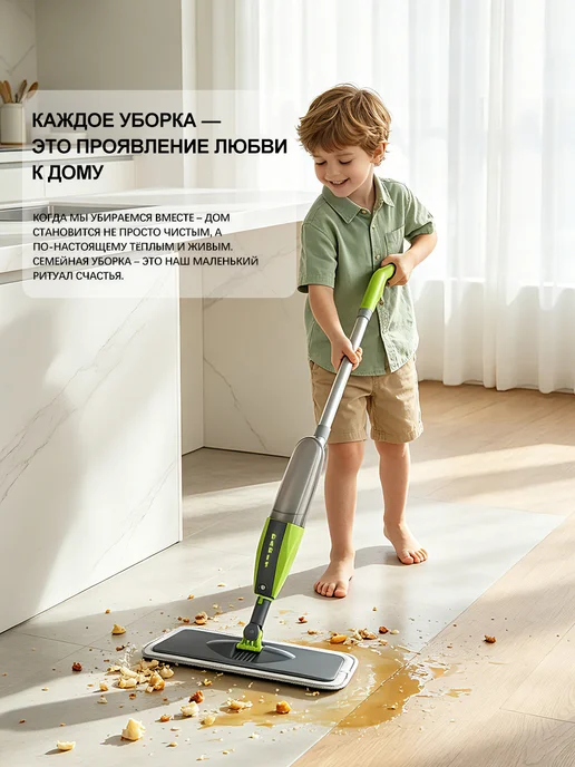 BERNO Швабра с распылителем +3насадки из микрофибры, зеленый, фото 6