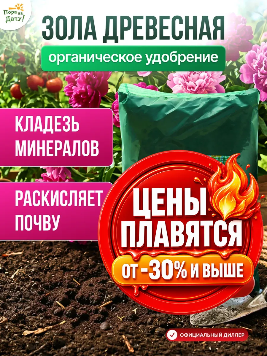 Зола древесная удобрение для огорода и рассады 2л