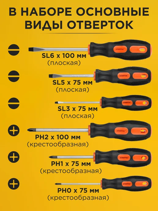 startul Набор отверток для дома 6 предметов ST3033-6, вариант, фото 2