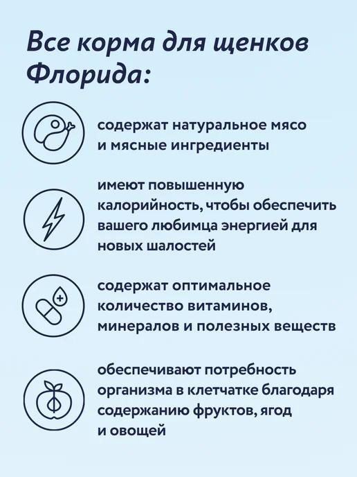 Сухой корм Florida. Грушей для собак, средние, щенки, ягненок, 1 кг, фото 2