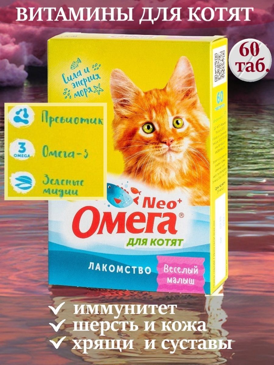 Витамины для котят 2 месяца. Корм для котят с Омега 3.