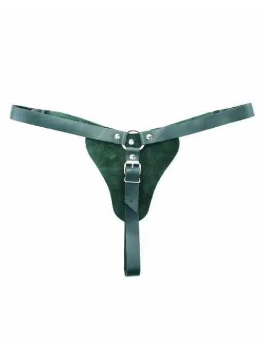 BDSM арсенал Кожаные страпонтрусики цвета, зеленый, фото 4
