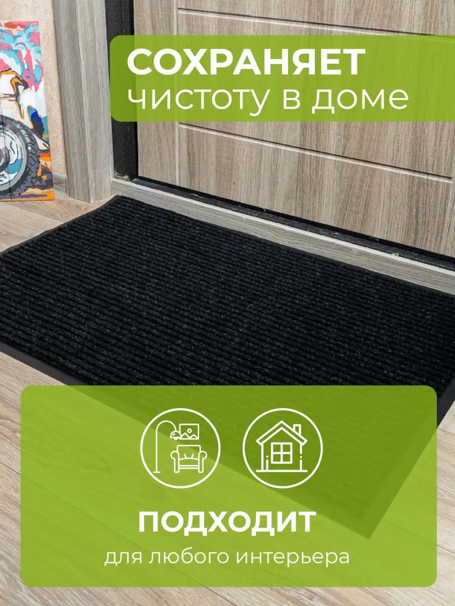 Влаговпитывающий, резиновый коврик придверный в прихожую AllinHome 68069888  купить за 567 ₽ в интернет-магазине Wildberries