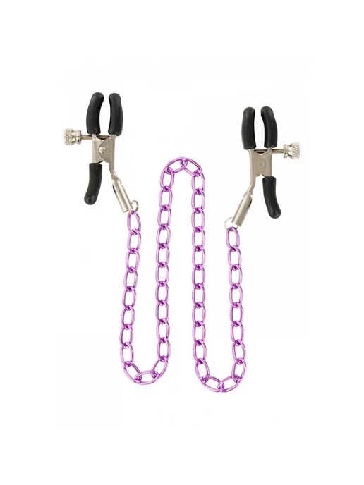 TOY JOY Регулируемые зажимы на соски с цепью Nipple Chain Metal, фиолетовый