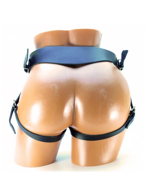 BDSM арсенал Кожаные страпон-трусики для огромного фаллоса, черный, фото 2