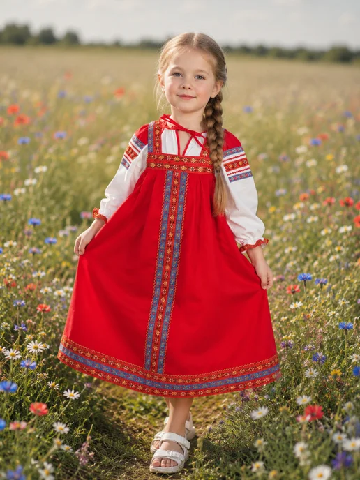 Русский сарафан Русский народный костюм сарафан платье, синий, фото 4
