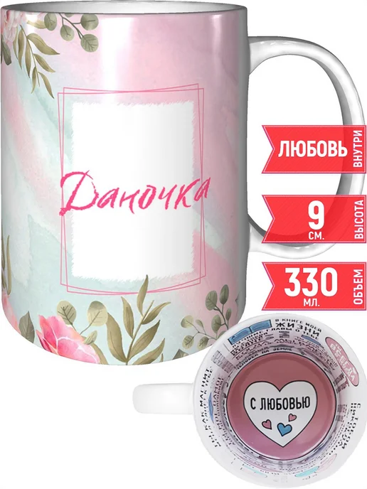 grand cadeaux Кружка именная Даночка - внутри признания в любви, вариант
