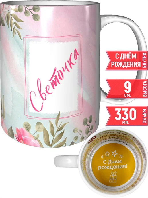 grand cadeaux Кружка именная Светочка - с днём рождения внутри, вариант