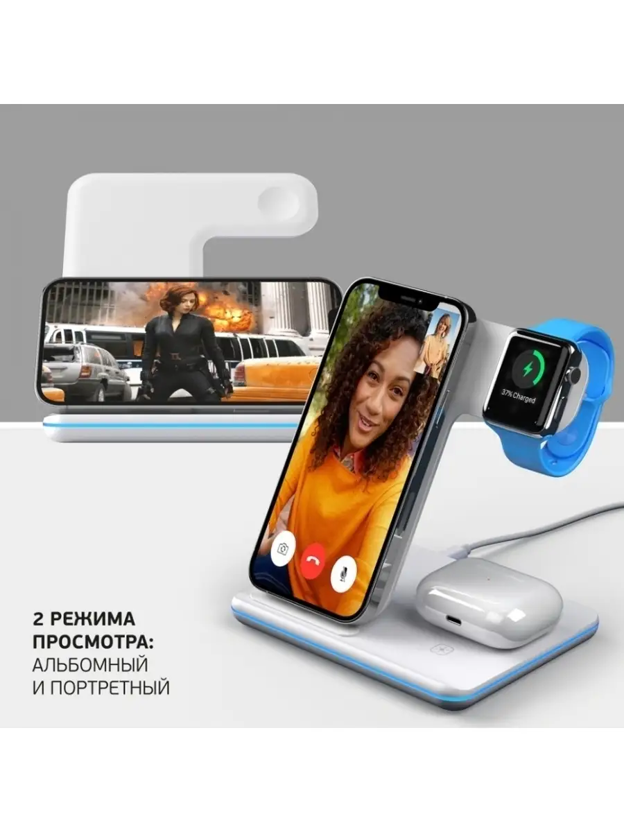 Зарядная Станция Deppa 3 in 1 Charging Stand Neo для iPhone/AirPods/Apple  Watch, Белый (24017 Deppa 68457807 купить в интернет-магазине Wildberries