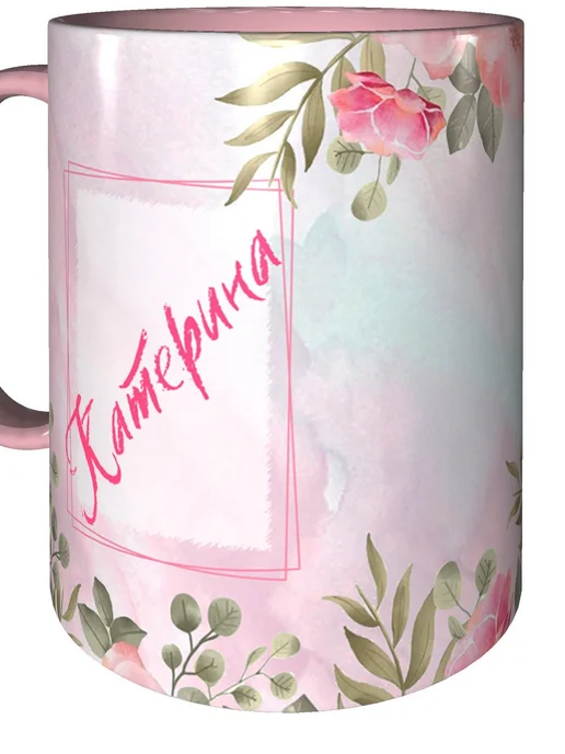 grand cadeaux Кружка именная Катерина - внутри и ручка розовая, розовый, фото 5