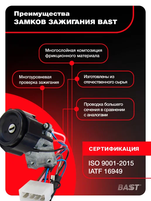 Bast Замок зажигания для а м ВАЗ 2108-099, 1111, вариант, фото 2