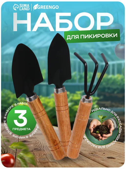 Greengo Набор садового инструмента, черный