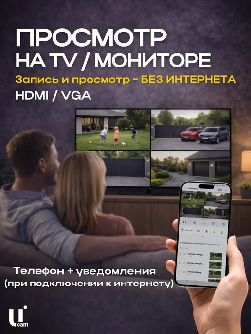 Ucam Система видеонаблюдения 5 камер FullHd для магазина, офиса, белый, фото 4