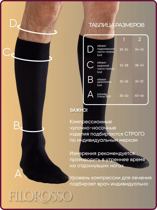 FILOROSSO Компрессионные гольфы мужские 1 класс Profilactica, черный, фото 2