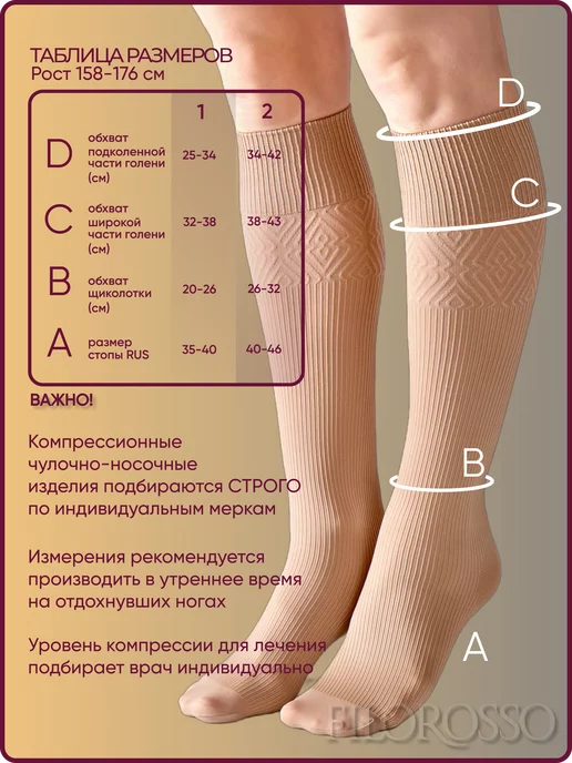 FILOROSSO Компрессионные гольфы 1 класс 140 den, бежевый, фото 2