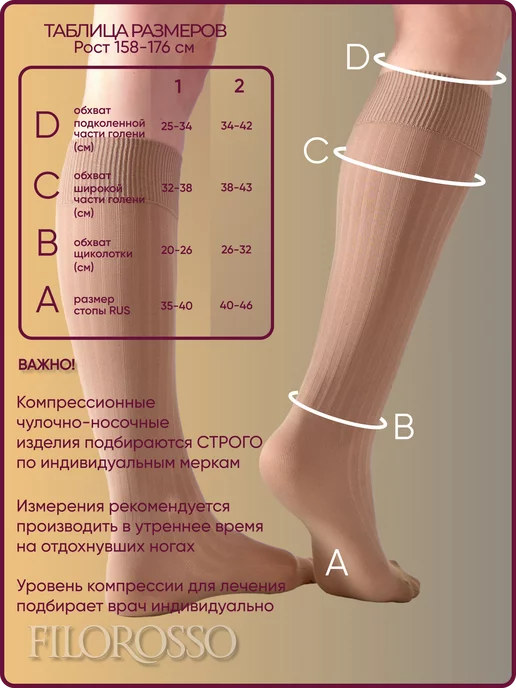 FILOROSSO Компрессионные гольфы 1 класс Profilactica 50 den, бежевый, фото 2